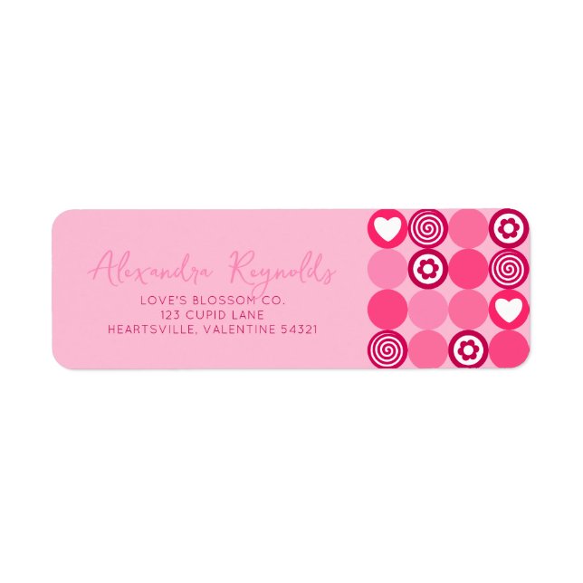 Cute Valentine’s Galentine’s Day Pink Heart Flower Label (Front)