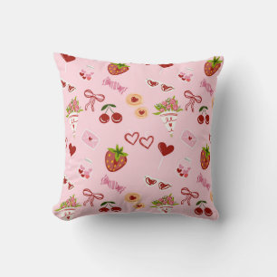 Cute Valentine Seamless Pattern – Hearts Throw Pillow