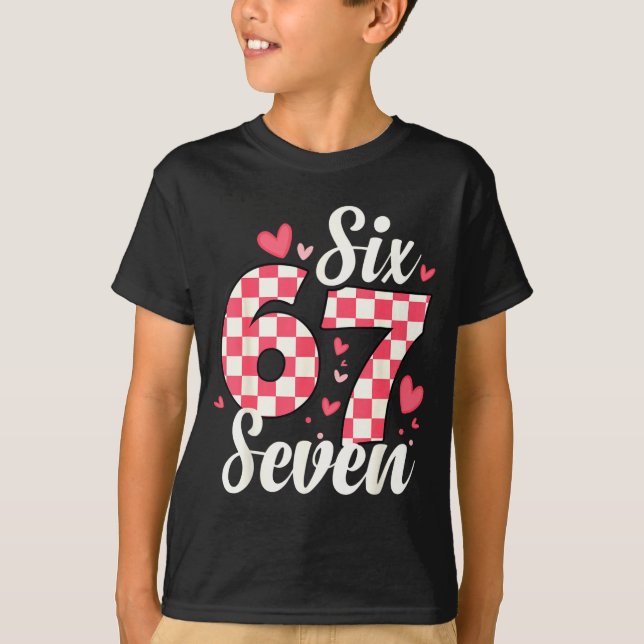 Cute Valentine Six Seven Checkerboard Love Nk Hear T-Shirt (Front)