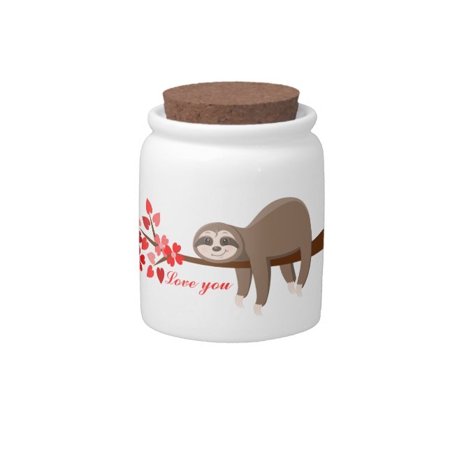 cute Valentine sloth add text Candy Jar (Front)