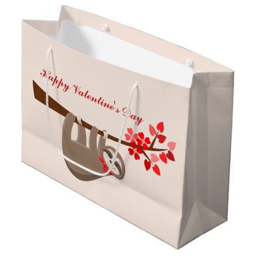 cute Valentine sloth add text Large Gift Bag