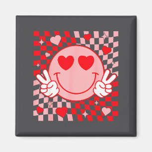 Cute Valentine Smile Face Smiling Checkered Patter Magnet