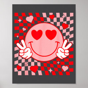 Cute Valentine Smile Face Smiling Checkered Patter Poster