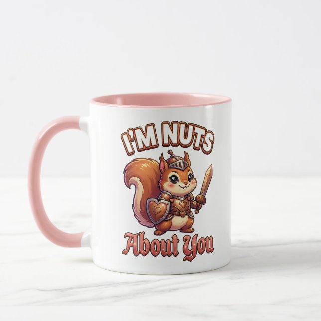 Cute Valentine Squirrel Knight–I’m Nuts About You Mug (Left)