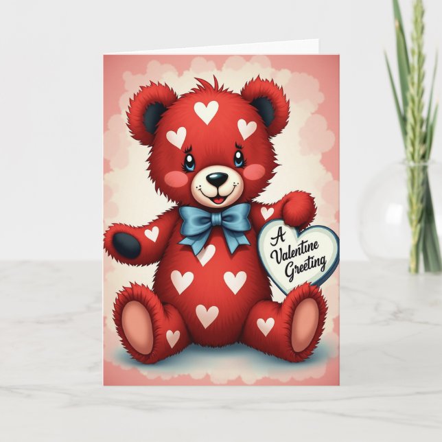 Cute Valentine Teddy Bear Card (Front)