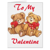 Cute Valentine Teddy Bear Couple Big Greeting Card (Front)