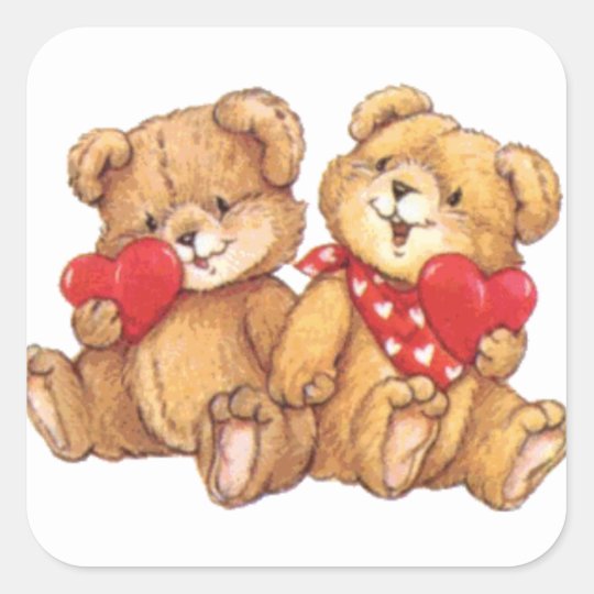 Cute Valentine Teddy Bear Couple Square Sticker Zazzle com