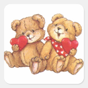 Cute Valentine Teddy Bear Couple Square Sticker