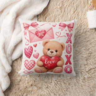 Cute Valentine Teddy Bear Decorative Pillow