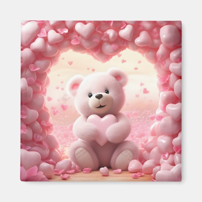 Cute Valentine Teddy Bear Magnet  (Front)