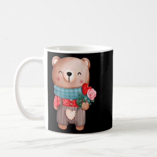 Cute Valentine Teddy Bear Pink Lovely Heart Boy Fl Coffee Mug
