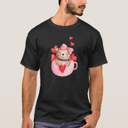 Cute Valentine Teddy Bear Pink Lovely Heart Mug Lo T_Shirt
