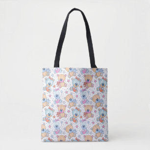 Cute Valentine Teddy Bear Seamless Pattern Tote Bag