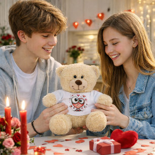 Cute Valentine Teddy Bear with Googly‑Eyes