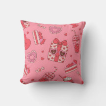 Cute Valentine Treats Pattern Throw Pillow