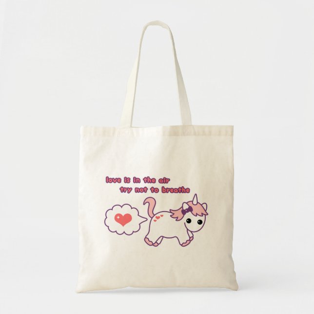 Cute Valentine Unicorn Tote Bag (Front)