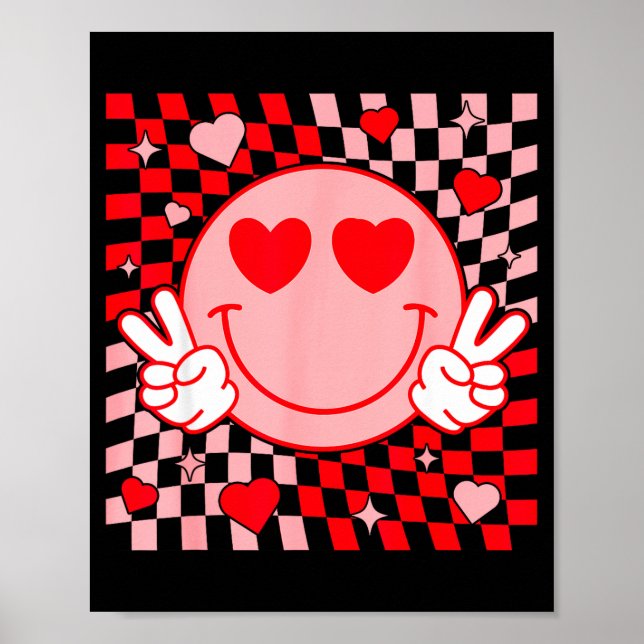 Cute Valentine Vibes Groovy Valentine Day Men Wome Poster (Front)