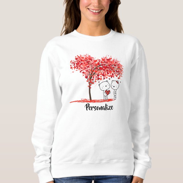 Cute Valentine Watercolor Artsy Personalize Sweatshirt (Front)