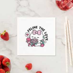 Cute Valentine's Cat Design – Feline the Love Napkins