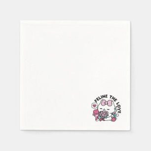 Cute Valentine's Cat Design – Feline the Love Napkins