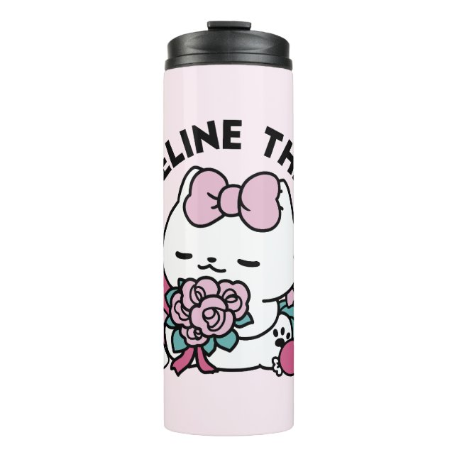 Cute Valentine's Cat Design – Feline the Love Thermal Tumbler (Front)