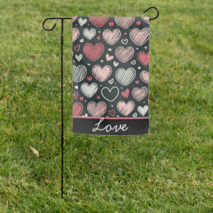 Cute Valentine's chalk hearts Garden Flag