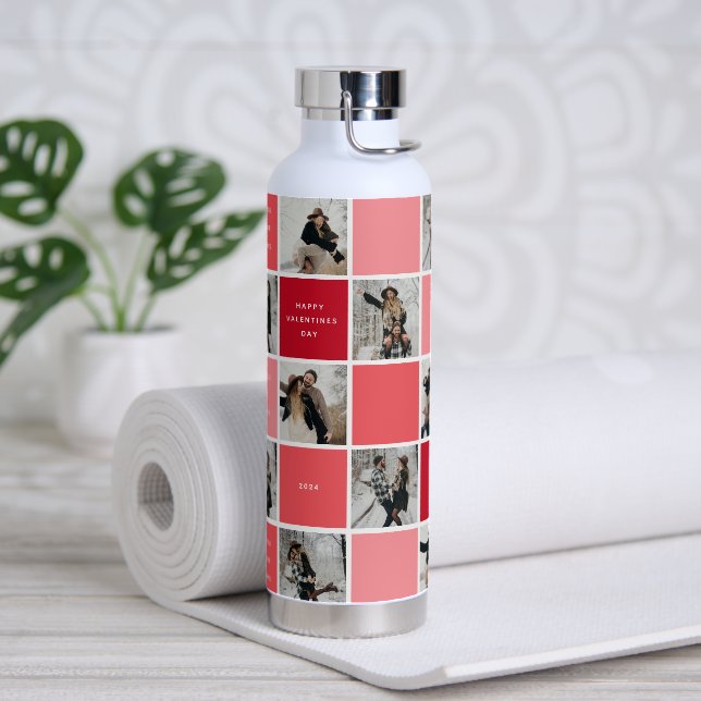 Cute Valentines Day 10 Photo Grid Water Bottle (Yoga)