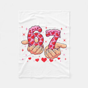 Cute Valentines Day 67 Hearts Funny Six Seven Meme Fleece Blanket