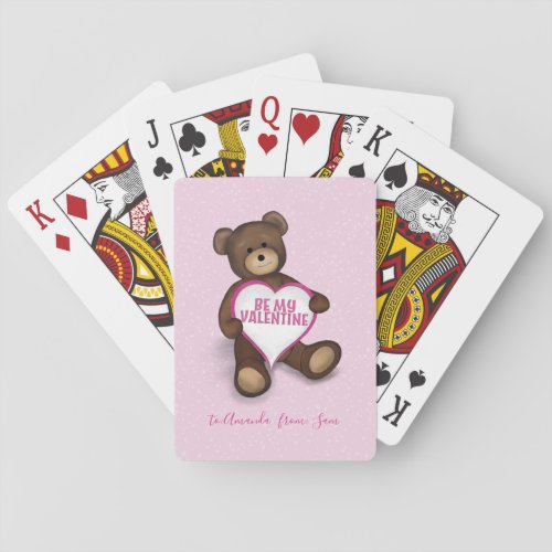 Cute Valentines Day Adorable Teddy Bear Playing Cards