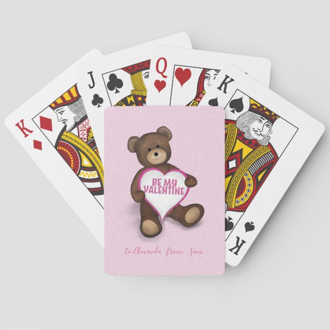 Cute Valentine's Day Adorable Teddy Bear Poker Cards (Back)
