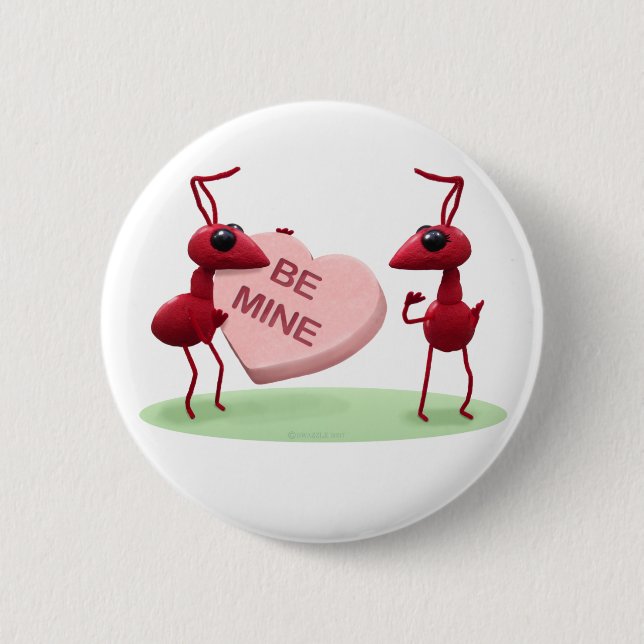 Cute Valentines' Day Ants Button (Front)