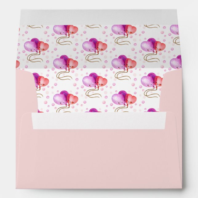 Cute Valentine's Day Balloons customized color Envelope (Back (Bottom))