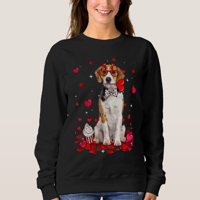 Cute Valentine's Day Beagle Dog Heart Costume Sweatshirt (Front)
