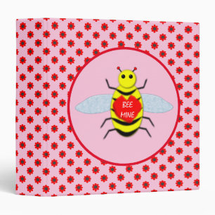 Cute Valentines Day Bee 3 Ring Binder
