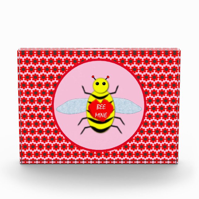 Cute Valentines Day Bee Acrylic Award (Front)