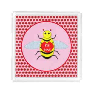 Cute Valentines Day Bee Acrylic Tray