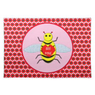 Cute Valentines Day Bee Cloth Placemat