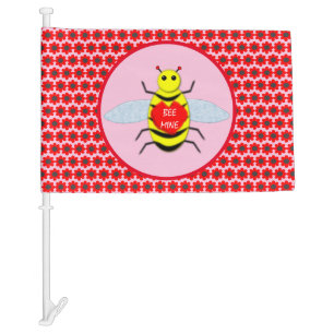 Cute Valentines Day Bee Custom Car Flag