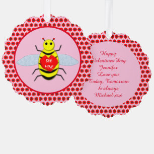 Cute Valentines Day Bee Custom Ornament Card