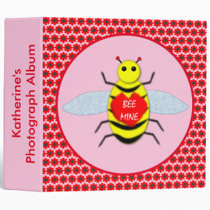 Cute Valentines Day Bee Custom Photograph Album 3 Ring Binder