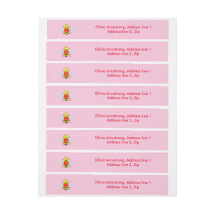 Cute Valentines Day Bee Custom Wrap Around Address Label