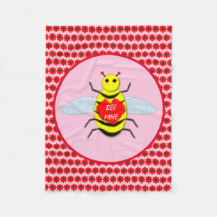 Cute Valentines Day Bee Fleece Blanket