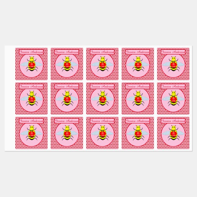 Cute Valentines Day Bee Labels (Sheet)