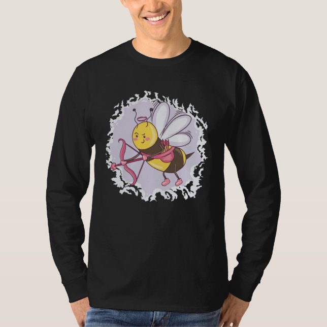 Cute Valentine's Day Bee Love T-Shirt (Front)
