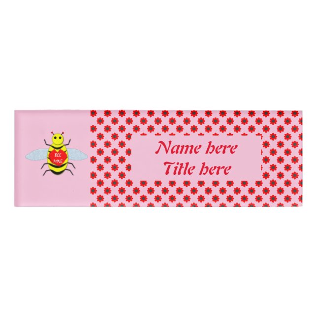 Cute Valentines Day Bee Name Tag (Front)