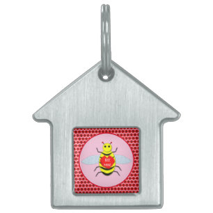 Cute Valentines Day Bee Pet ID Tag