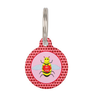 Cute Valentines Day Bee Pet ID Tag