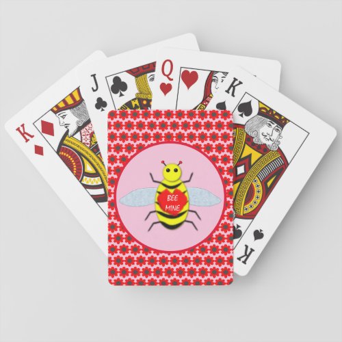 Cute Valentines Day Bee Playing Cards