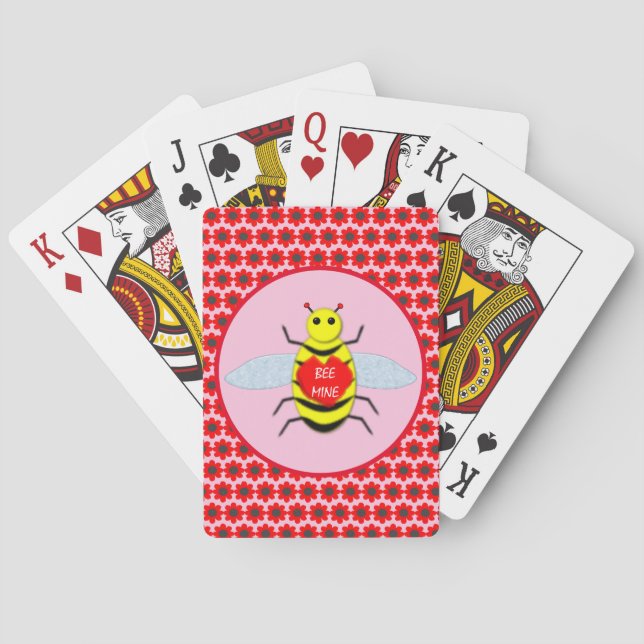 Cute Valentines Day Bee Poker Cards (Back)