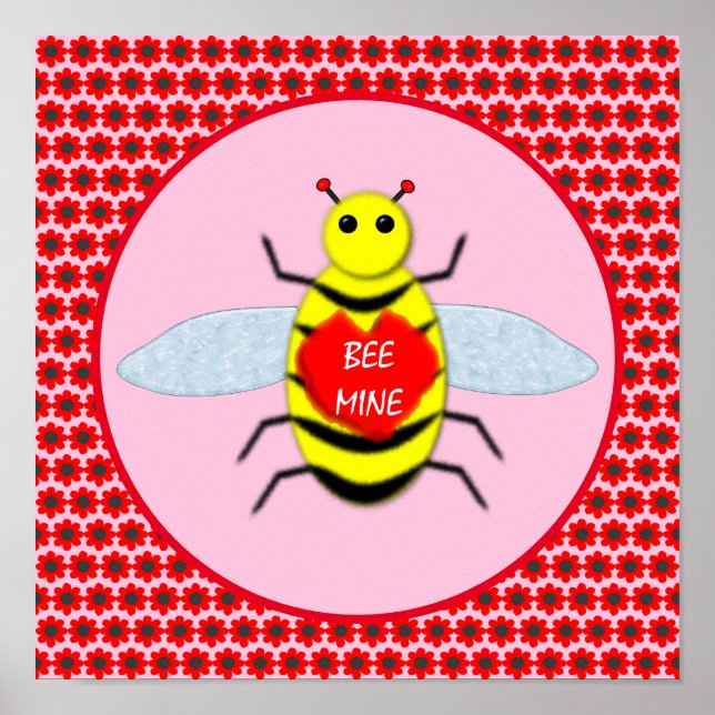 Cute Valentines Day Bee Poster (Front)